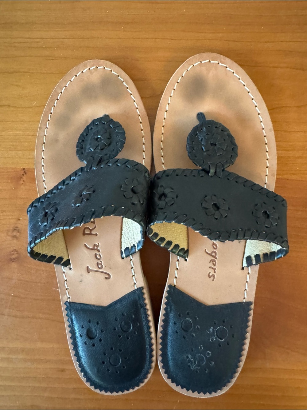 Jack Rogers Black Leather Sandals